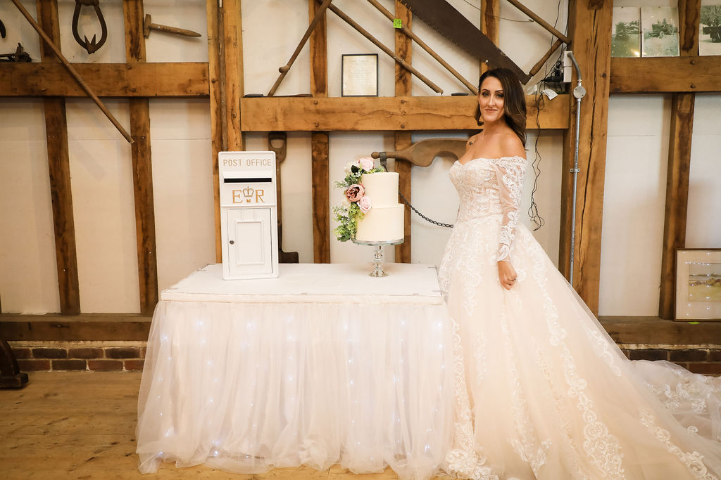 post box and cake table wedding hampshire